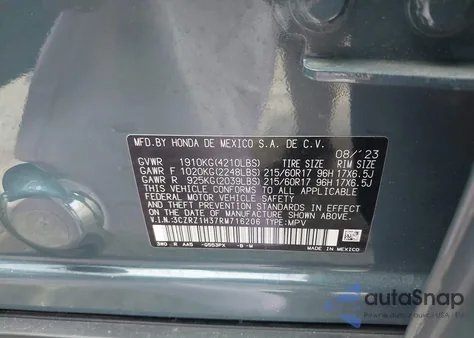 2024 Honda Hr-V 2Wd Lx z USA, uszkodzony, nr VIN 3CZRZ1H37RM716206